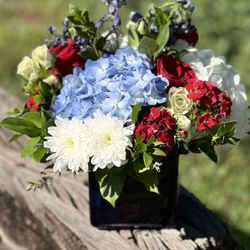 La Mesa Floral Artistry - Ref, white and blue for military tribute.