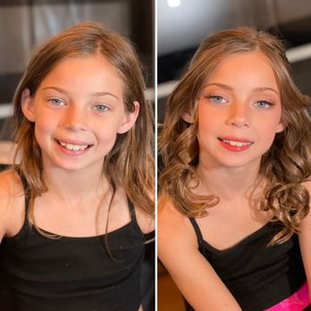 Aglow Beauty by Trish - Before and after (junior bridesmaid makeup) - client requested for lashes - Makeup Artists Near Me - Springfield, Illinois