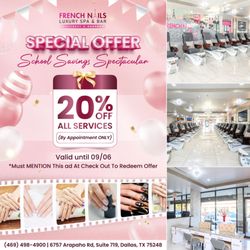 French Nails Luxury Spa & Bar - SPECIAL OFFER
SCHOOL SAVINGS SPECTACULAR