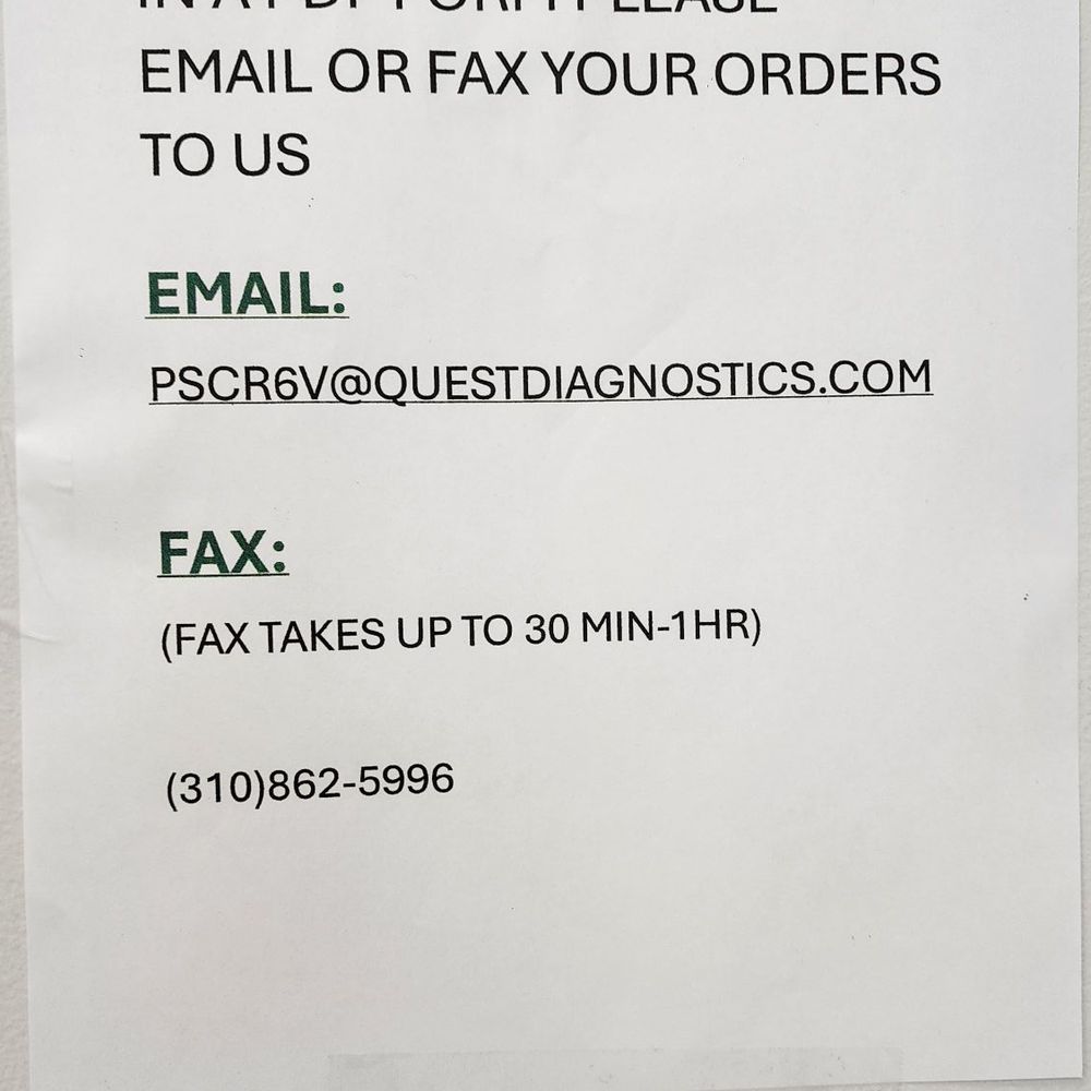 Quest Diagnostics - Email and Fax - Laboratory Testing Near Me - Playa Vista, California