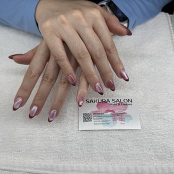 Sakura Nail Salon - Gel X, cat eye, red French tip - Nail Salons Near Me - Philadelphia, Pennsylvania Sakura Nail Salon - Gel X, cat eye, red French tip - Nail Salons Near Me - Philadelphia, Pennsylvania