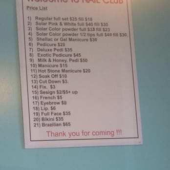 Nail Club - Price list as of 6/20/14 - Nail Salons Near Me - Lindale, Texas