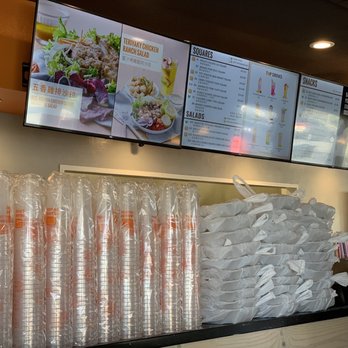 Orange Square - Counter and flat screen tv menu - Taiwanese Near Me - Santa Clara, California