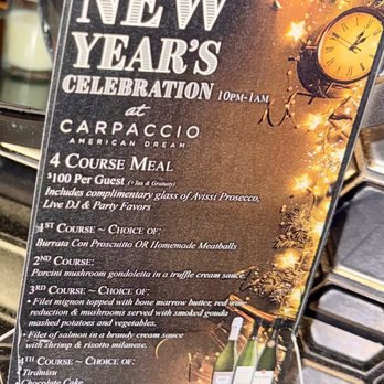 Carpaccio - New Year's Eve 4 Course Meal. - Italian Near Me - East Rutherford, New Jersey