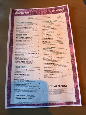 Menu photo 1 Linger Denver, CO