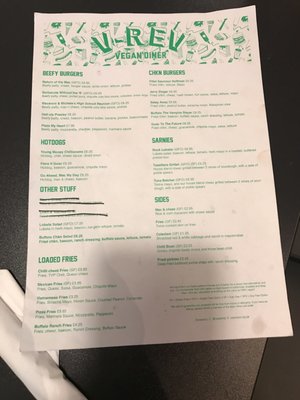 Menu photo 2 V Rev Vegan Diner Manchester, XGM Menu photo 2 V Rev Vegan Diner Manchester, XGM