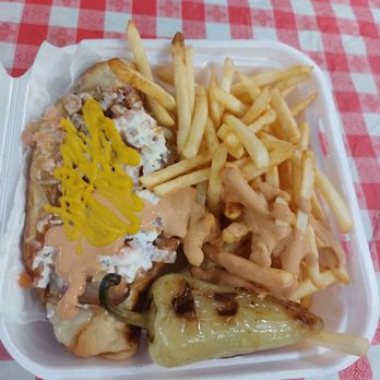 Ochidoggy - Chilidogo + Papas, I added chipotle and mustard - Food Stands Near Me - San Diego, California Ochidoggy - Chilidogo + Papas, I added chipotle and mustard - Food Stands Near Me - San Diego, California