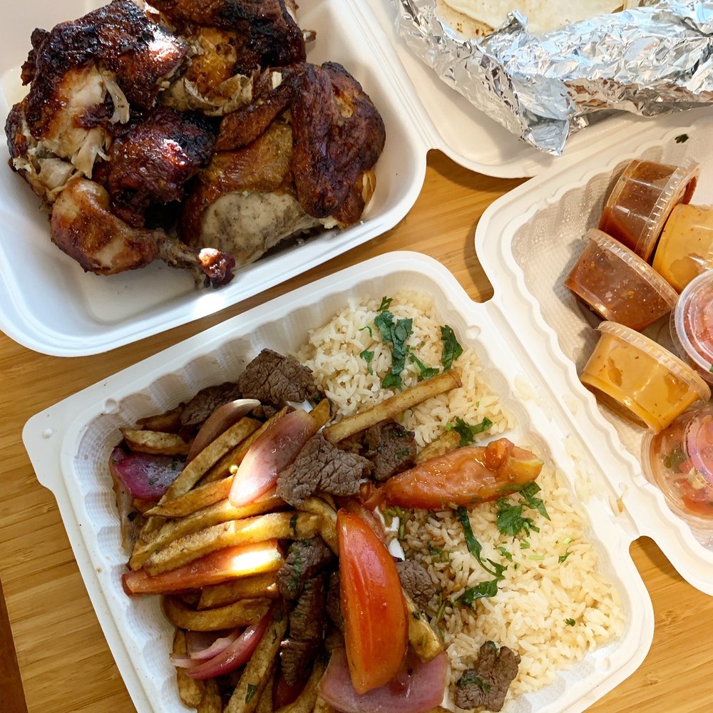 Pollo Mania - Whole Rotisserie chicken with Lomo Saltado. - Peruvian Near Me - El Monte, California