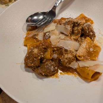 iTalico - Paccheri Rustichella pasta, braised rib eye, carrots, celery, onions, tomato, Grana Padano - Italian Near Me - Palo Alto, California iTalico - Paccheri Rustichella pasta, braised rib eye, carrots, celery, onions, tomato, Grana Padano - Italian Near Me - Palo Alto, California