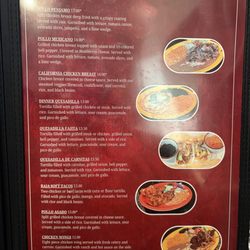La Chiquita Restaurant - Dinner menu