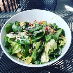 Fired Pie - Spicy Southwest Salad with buffalo chicken, kalamata olives, and spinach.