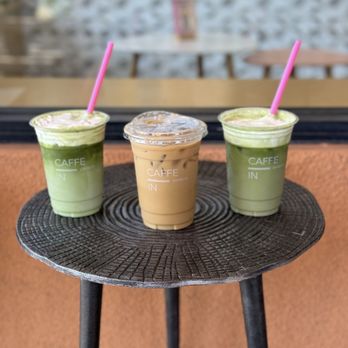 Caffe In Coffee Co - Lavender honey Latte w Cold foam along w a regular sugar free latte 08.27.24 - Coffee & Tea Near Me - Anaheim, California Caffe In Coffee Co - Lavender honey Latte w Cold foam along w a regular sugar free latte 08.27.24 - Coffee & Tea Near Me - Anaheim, California