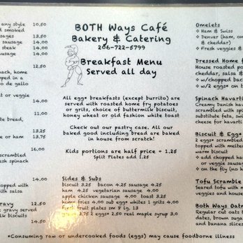 Both Ways Cafe & Catering - Feb 1, 2023 pricing. - Breakfast & Brunch Near Me - Seattle, Washington Both Ways Cafe & Catering - Feb 1, 2023 pricing. - Breakfast & Brunch Near Me - Seattle, Washington