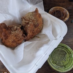 Meat Samosas w/chutneys Meat Samosas w/chutneys