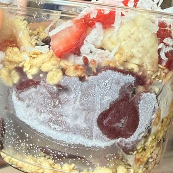 Beach City Smoothies - Frozen Açaí base that is supposed to be blended before adding toppings - Acai Bowls Near Me - Oceanside, California Beach City Smoothies - Frozen Açaí base that is supposed to be blended before adding toppings - Acai Bowls Near Me - Oceanside, California