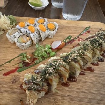 Hungry Sumo Sushi Bar - Scallop roll, Godzilla shrimp roll (huge) - Sushi Bars Near Me - Milwaukee, Wisconsin Hungry Sumo Sushi Bar - Scallop roll, Godzilla shrimp roll (huge) - Sushi Bars Near Me - Milwaukee, Wisconsin