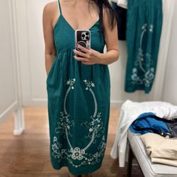 I love the color and embroidery on this dress. Fits a little funny on the bottom but let's see if I "love it enough"...