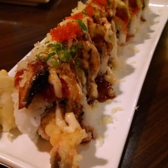 O' Sushi - M&M roll! Shrimp tempura roll topped with spicy tuna, unagi, and yummy sauce! Get this! - Sushi Bars Near Me - Newark, California