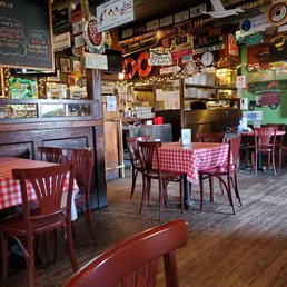 tables and chairs in a restaurant