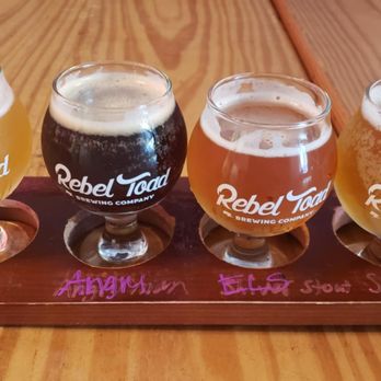 Rebel Toad Brewing Company - Rebel Toad beer flight. - Breweries Near Me - Corpus Christi, Texas Rebel Toad Brewing Company - Rebel Toad beer flight. - Breweries Near Me - Corpus Christi, Texas