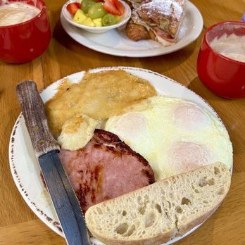 The Peach Cafe - Nuts and Bolts breakfast with ham steak and scalloped potatoes - New American Near Me - Monrovia, California