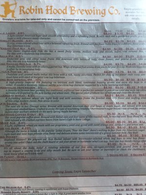 Menu photo 4 Robin Hood Brewing Bellefonte, PA
