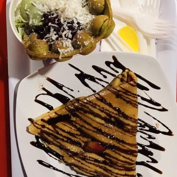 Kulu Desserts - Nutella crepe and bubble waffle with matcha icecream and red beans - Desserts Near Me - Elmhurst, New York Kulu Desserts - Nutella crepe and bubble waffle with matcha icecream and red beans - Desserts Near Me - Elmhurst, New York