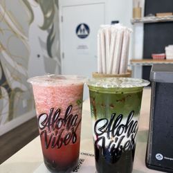 Lovebug Slush, Strawberry Matcha Latte