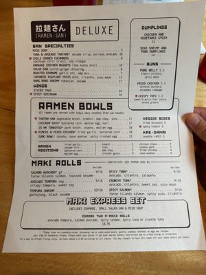 Menu photo 1 Ramen-San Deluxe Chicago, IL Menu photo 1 Ramen-San Deluxe Chicago, IL