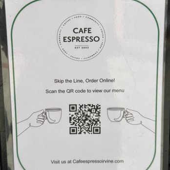 Café Espresso - QR Code to Order Online - Coffee & Tea Near Me - Irvine, California Café Espresso - QR Code to Order Online - Coffee & Tea Near Me - Irvine, California