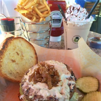 Hook Burger - Prime burger with bleu cheese, fries, and chocolate shake. 3/5 - Burgers Near Me - Oxnard, California