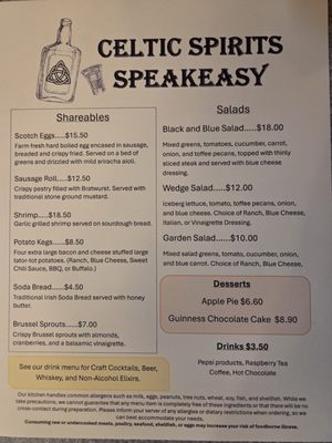 Menu photo 4 Celtic Spirits Speakeasy Randle, WA