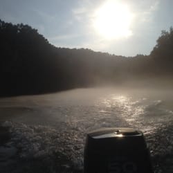 Driftwood Lodge - Smoke on the water as the evening sets in.