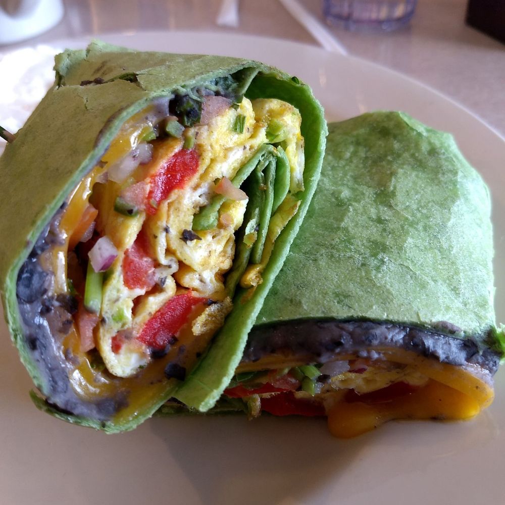 Breakfast burrito with Spinach wrap Breakfast burrito with Spinach wrap