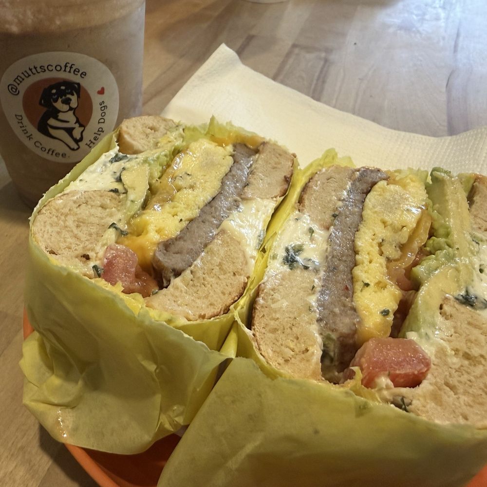 Mutts Coffee - Deluxe Bagel Breakfast Sandwich - Coffee Roasteries Near Me - Beaverton, Oregon