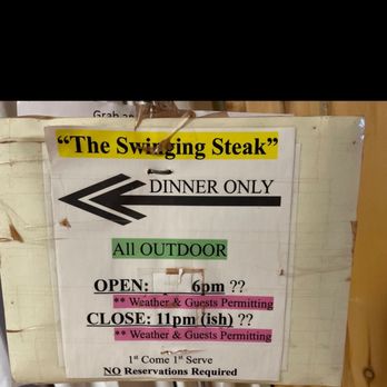 Swingin' Steaks - Hank says,  " generally shutting down about 10" - Steakhouses Near Me - Mexican Hat, Utah