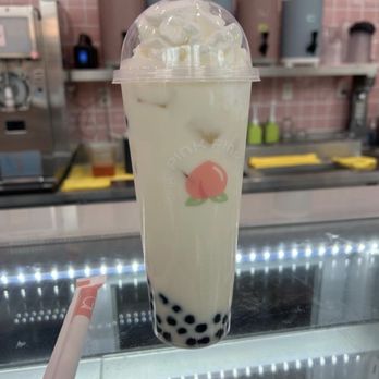 Pink Pink Tea Shoppe - T33 Peach Oolong Milk Tea - Bubble Tea Near Me - Santa Clara, California Pink Pink Tea Shoppe - T33 Peach Oolong Milk Tea - Bubble Tea Near Me - Santa Clara, California