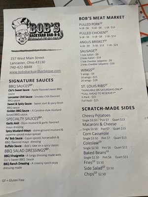 Menu photo 1 Bob’s Backyard Barbeque Lancaster, OH Menu photo 1 Bob’s Backyard Barbeque Lancaster, OH