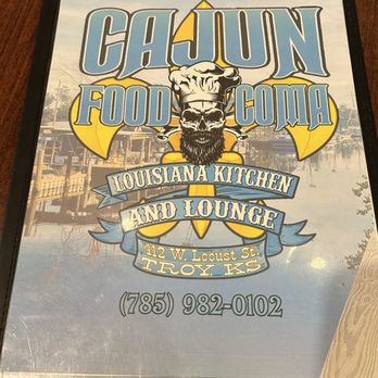 Cajun Food Coma - Menu cover - Cajun/Creole Near Me - Troy, Kansas Cajun Food Coma - Menu cover - Cajun/Creole Near Me - Troy, Kansas