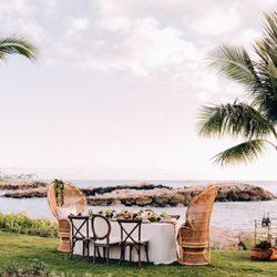 Roam Rentals + Design - Four Seasons Ko Olina Private Dinner, King Kamehameha Chairs, Pillows, Bar Cart, Cake Table