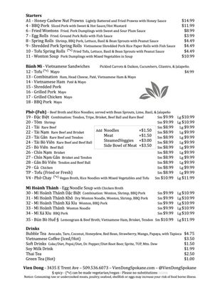 Menu photo 7 Vien Dong Spokane, WA Menu photo 7 Vien Dong Spokane, WA