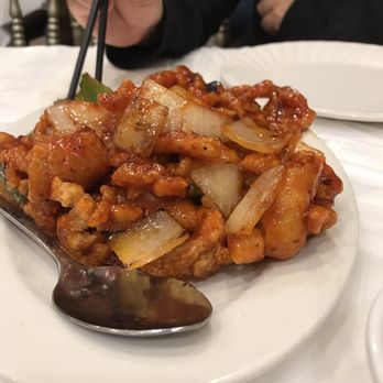 Rol San - This is NOT szechuan chicken. More like fried chicken strips glazed in yellow square - Dim Sum Near Me - Toronto, Ontario Rol San - This is NOT szechuan chicken. More like fried chicken strips glazed in yellow square - Dim Sum Near Me - Toronto, Ontario
