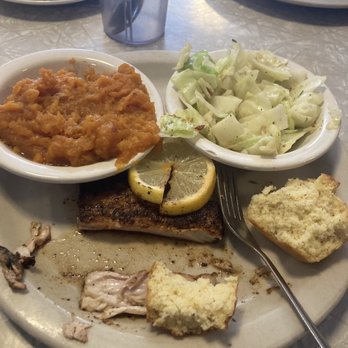 Home Grown - Blackened mahi mahi, sweet potato, cabbage salad, and cornbread. - Diners Near Me - Atlanta, Georgia Home Grown - Blackened mahi mahi, sweet potato, cabbage salad, and cornbread. - Diners Near Me - Atlanta, Georgia