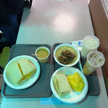 Cha Kee - Breakfast set satay beef with instant noodle with milk tea, thick egg sandwich and red bean ice - Hong Kong Style Cafe Near Me - Richmond, British Columbia Cha Kee - Breakfast set satay beef with instant noodle with milk tea, thick egg sandwich and red bean ice - Hong Kong Style Cafe Near Me - Richmond, British Columbia