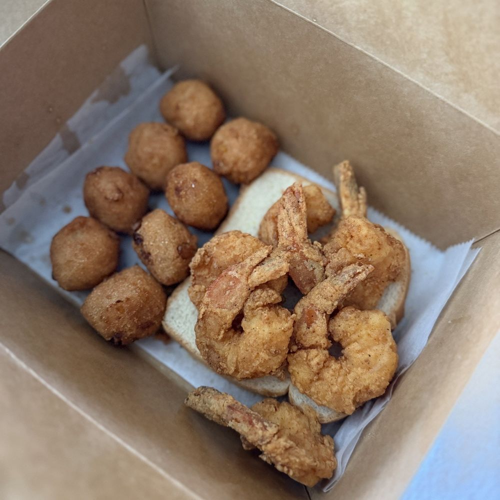 Brown Paper Bag Fish House - Shrimp with side of hush puppies - Fish & Chips Near Me - Washington, DC, District of Columbia Brown Paper Bag Fish House - Shrimp with side of hush puppies - Fish & Chips Near Me - Washington, DC, District of Columbia