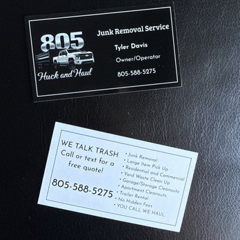 805 Huck and Haul - Business card - Dumpster Rental Near Me 805 Huck and Haul - Business card - Dumpster Rental Near Me