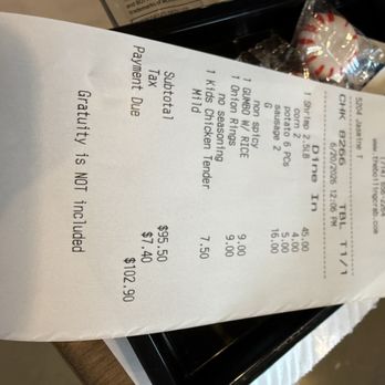 The Boiling Crab - Receipt - Cajun/Creole Near Me - Tustin, California The Boiling Crab - Receipt - Cajun/Creole Near Me - Tustin, California