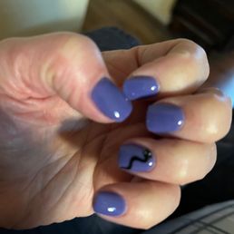 Dipped nails with a snake painted on ring finger. Dipped nails with a snake painted on ring finger.