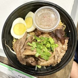 Red and Crispy Pork Noodle Bowl