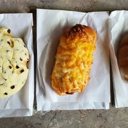 Cary's Bakeshop - From left: Chocolate chip Melon bread, Sausage bread, Cinnamon Melon bread